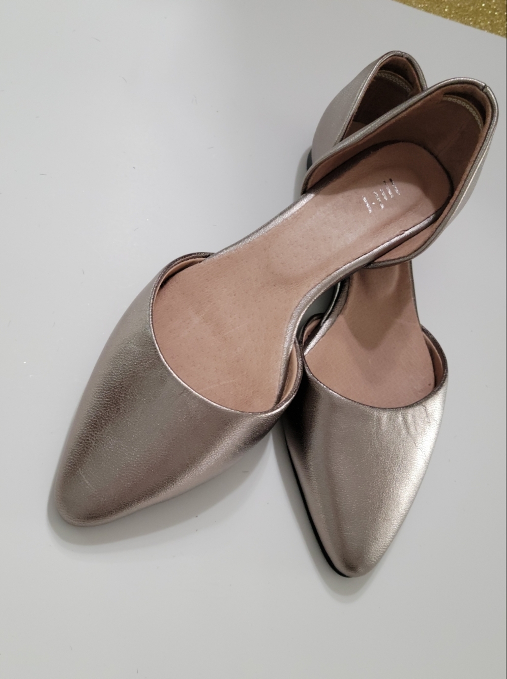 J.Jill Metallic Bronze D'Orsay Flats SZ 7 Pointy Toe Open Sides, New No Box